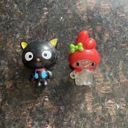 2 hello kitty figures my melody and chococat
