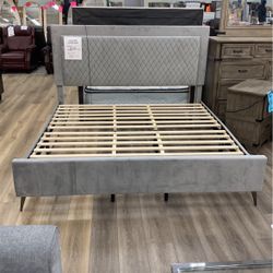 Bedframe Light Gray Bedframe With LED Lights (LAST ONE FLOOR SALE)