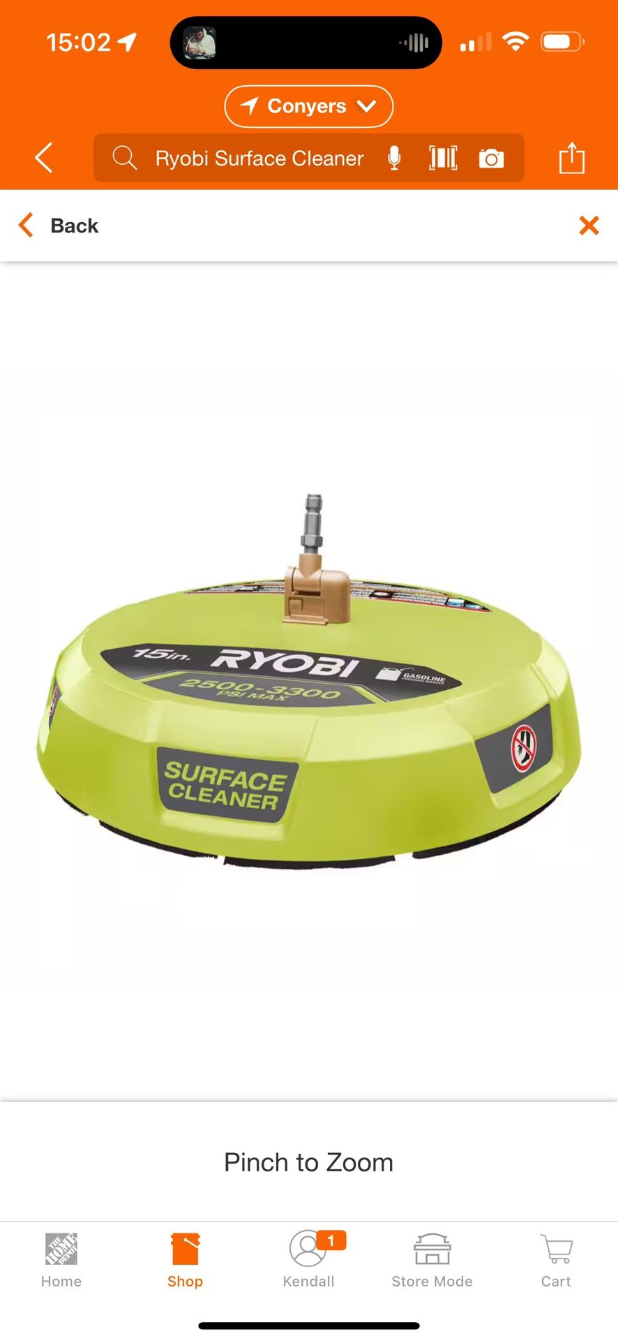15 in. 3300 PSI Surface Cleaner for Gas Pressure Washer