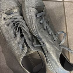 Converse Unisex Chuck Taylor All-Star Lo-Top Silver Glitter Sneakers (Size M8)