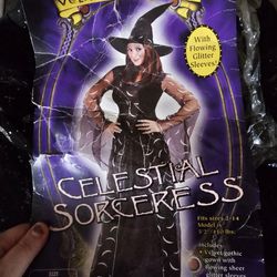 New Women's Velvet Celestial Witch Costume 