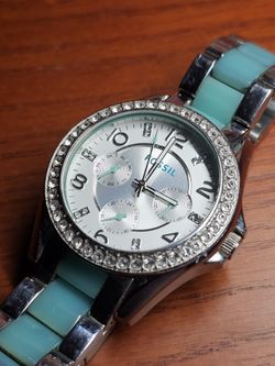 Fossil Silver And Turquoise Watch