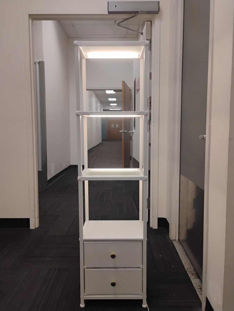 Glass Bookshelf With Lights