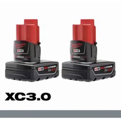 Milwaukee M12 XC 3.0 Ah High Capacity Redlithium Battery 2-Pack
