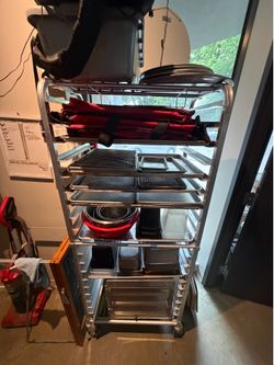 Rolling Bread Rack w/ Full & Half Trays