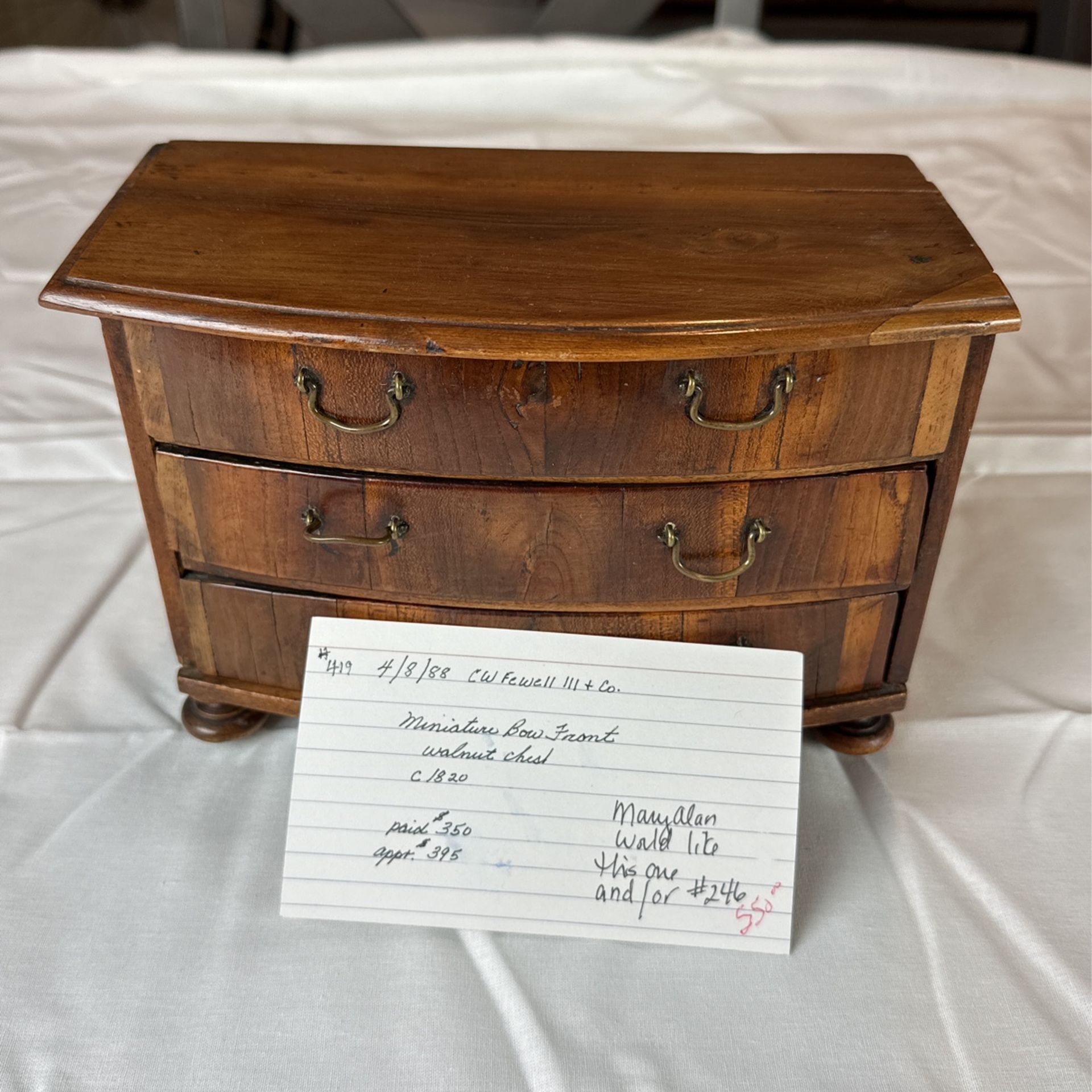 1820s English Miniature Walnut Chest