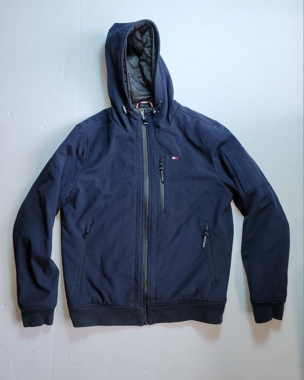 Tommy Hilfiger Insulated Navy Blue Full-Zip Hooded Jacket Size Medium
