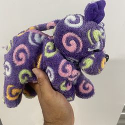 2012 Animal Adventure Purple Pastel Colorful Hearts Plush Teddy Bear 