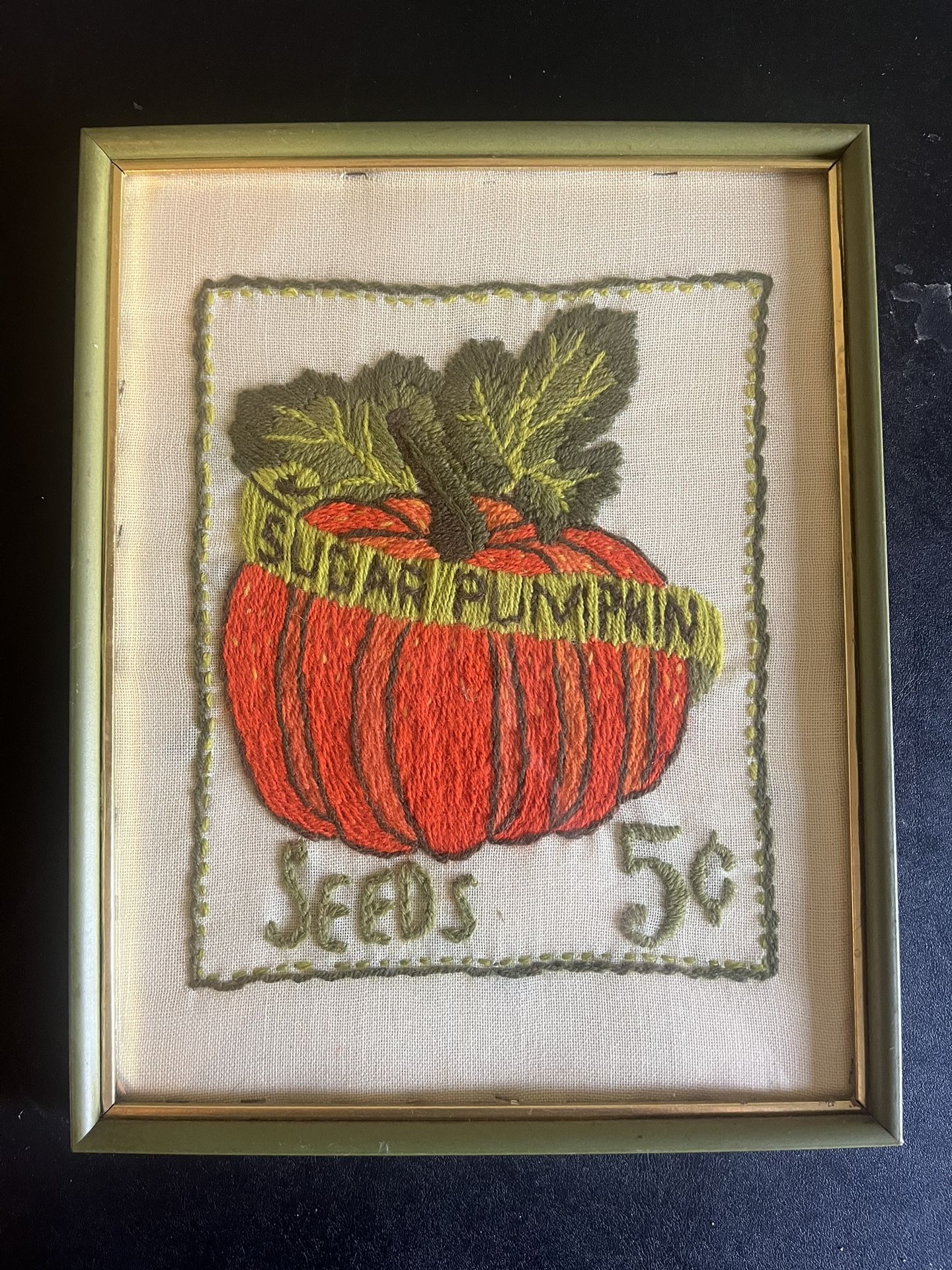 Framed Pumpkin Cross Stich