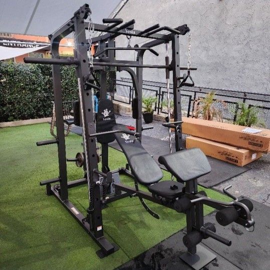 Vesta Smith Machine 1001 | Adj Bench W/ Leg Developer And Preacher Station |Gym Equipment | Fitness | Pulleys|🔴WEIGHTS AND BARBELL SOLD SEPARATELY 🔴