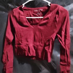Women's Red One Step Up Long Sleeve Crop Top Size Small / Medium 
