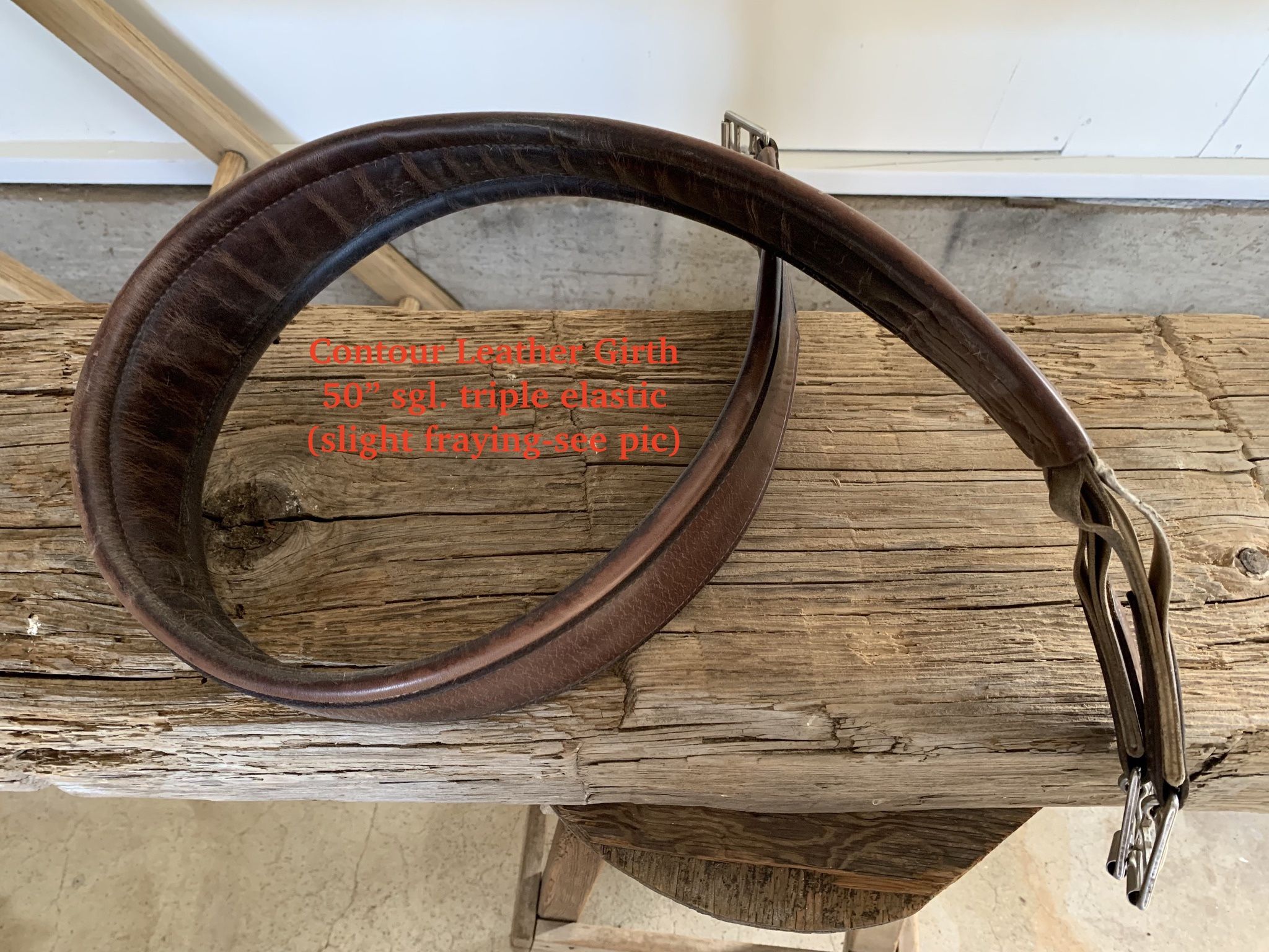$10 A Leather Contour Girth 50”ago Triple Elastic