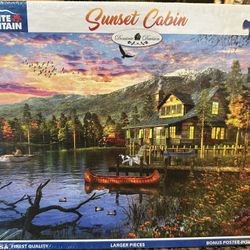 White Mountain Puzzles Sunset Cabin Store 