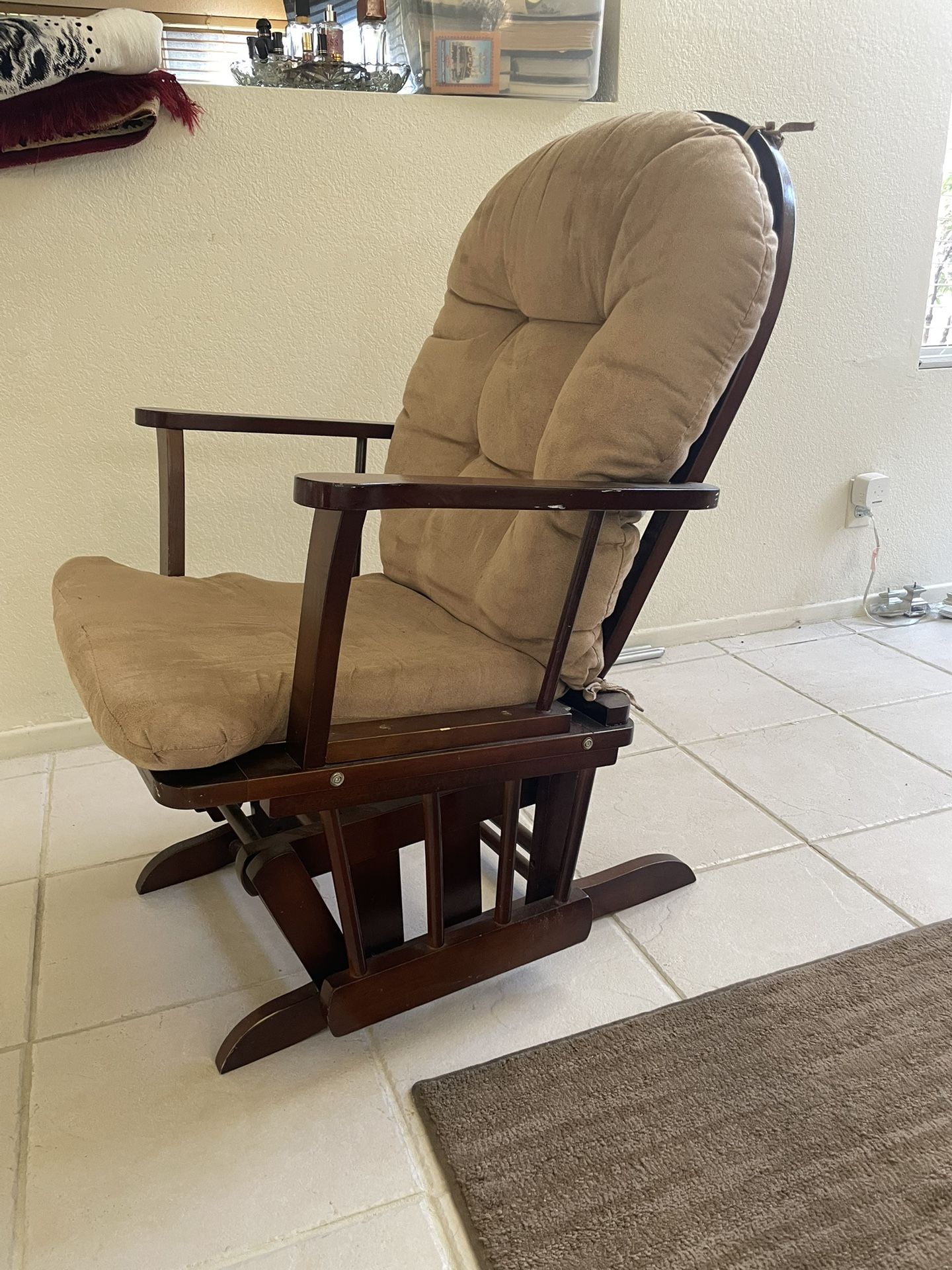 Rocking Chair Brown With Wood Base