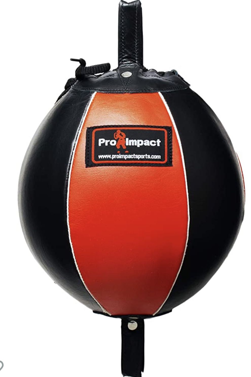 Pro Impact Genuine Leather Double End Boxing Punching Bag - Speed Striking & Dodge Training Ball - Includes Cords & Hooks for Gym Workout MMA Muay Tha