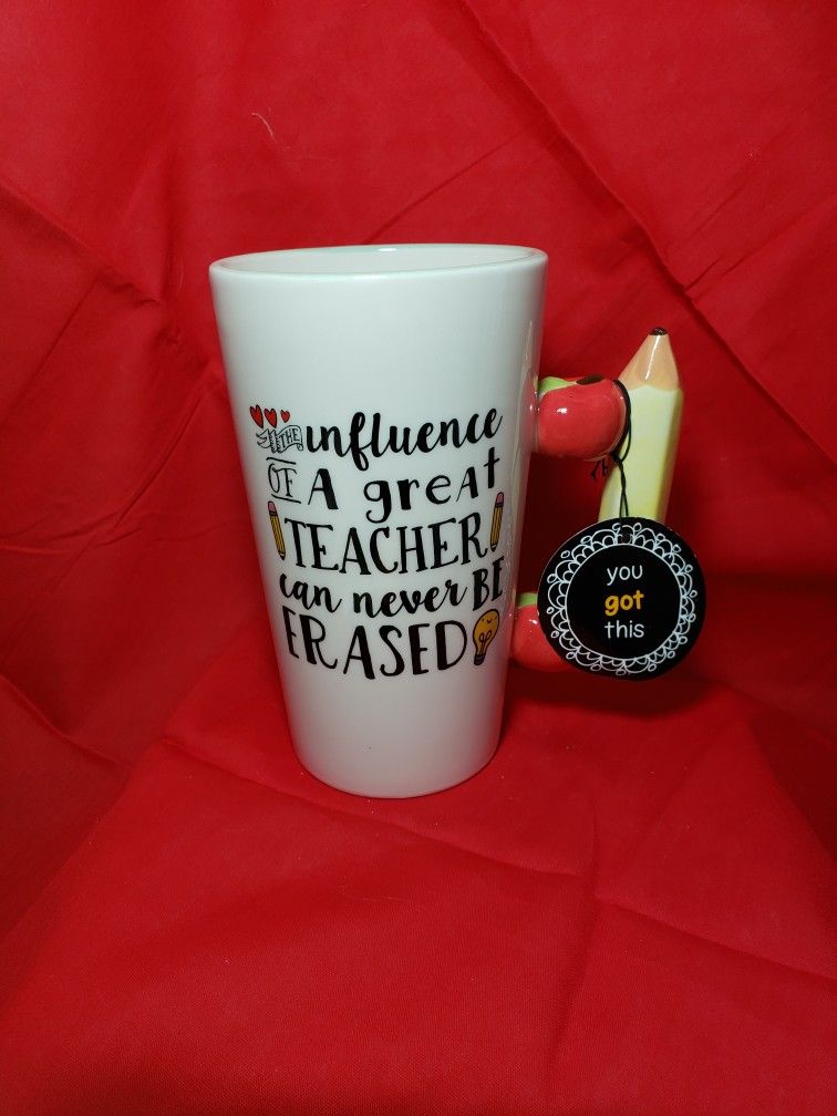 New The influence of a great teach / you got thismug . Measures 6" T X 3 1/2" W .