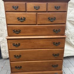 Maple Colonial Chippendale Tallboy Dresser Chest of Drawers