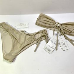 L*Space Shimmer Bone Dawn and Amal Tie-Side Bikini Set