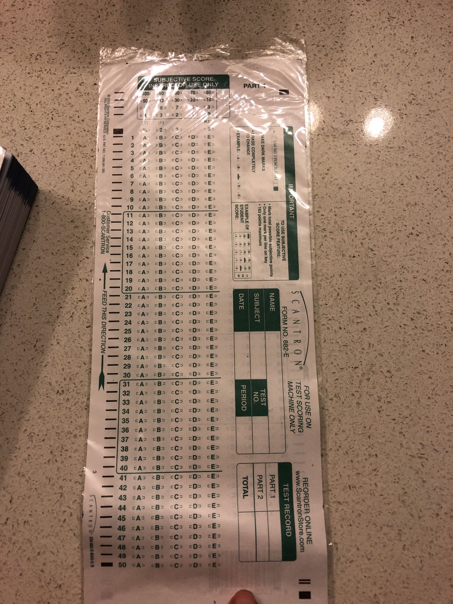 2 Blank Green Scantrons
