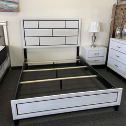 Queen Bed Frame White And Black 