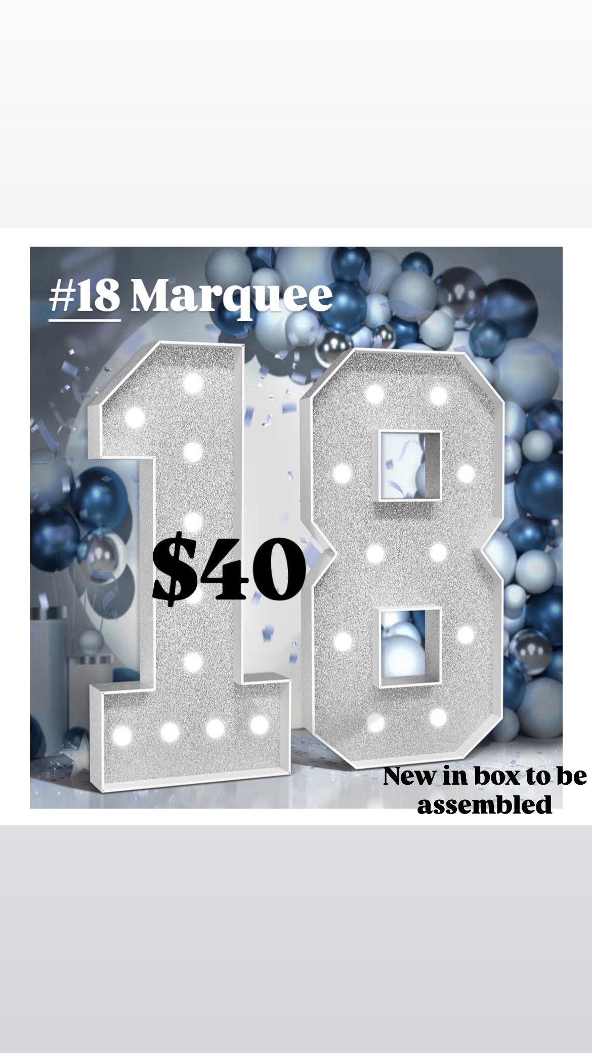 Marquee Numbers 18th Birthday Decoration: 4FT Large Light Up 18 Year Old Birthday Silver Party Anniversary Backdrop for Her Him Cardboard Sign Mosaic 