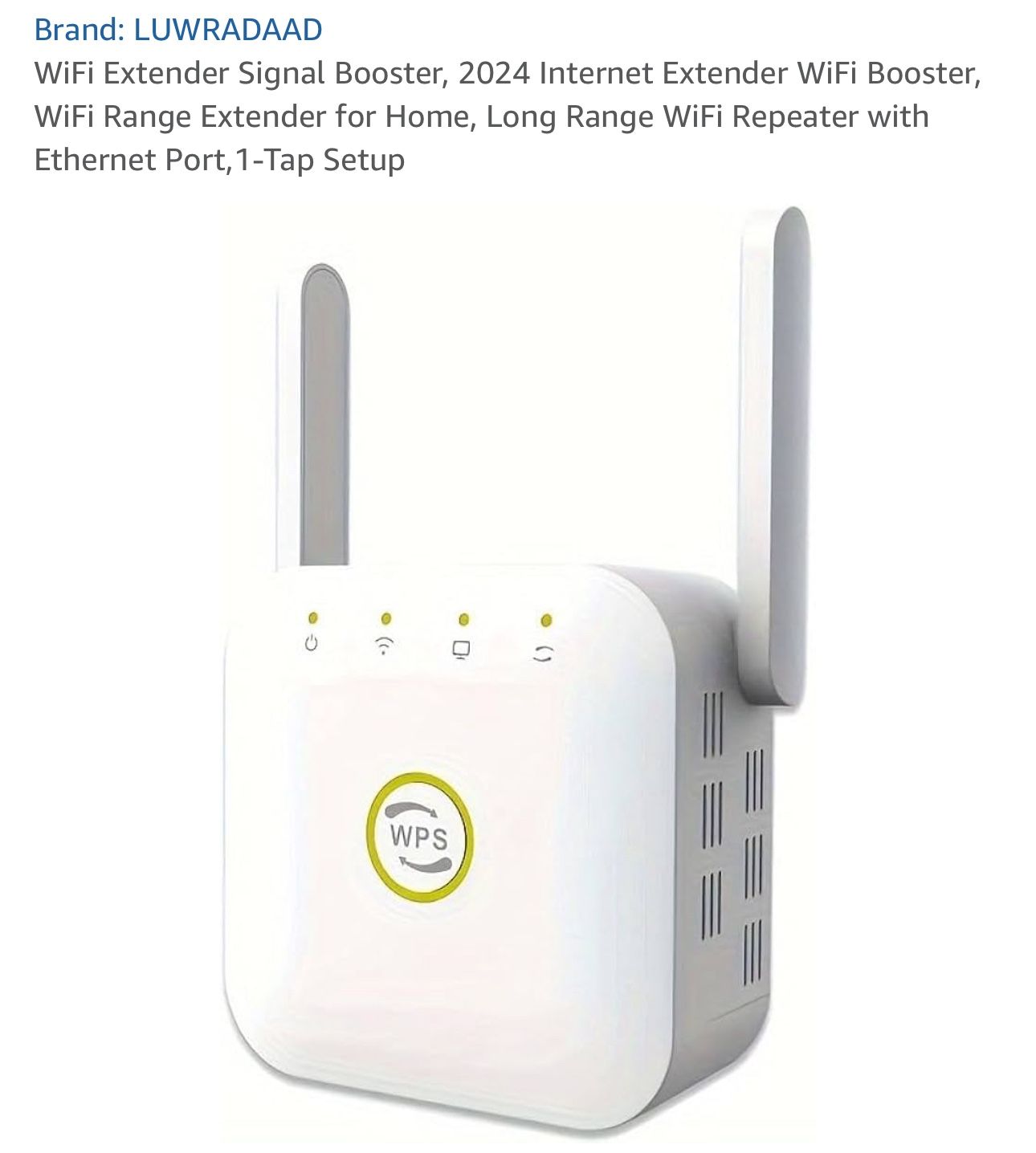 WiFi Extender Signal Booster, 2024 Internet Extender WiFi Booster, WiFi Range Extender for Home, Long Range WiFi Repeater with Ethernet Port,1-Tap Set