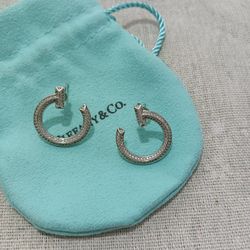 Tiffany & Co. T White Gold And Diamond Open Hoop EarringsTiffany & Co. T White Gold And Diamond Open Hoop Earrings