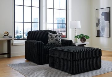 Midnight-Madness Onyx Oversized Chair and Ottoman