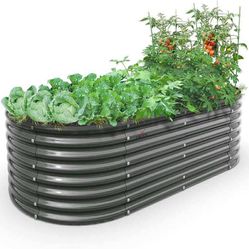 6X3X2 ft Galvanized Raised Garden Beds Outdoor, Oval Large Metal Deep Root Planter Box for Planting Vegetables Flowers Herb, Anti-Rust & Easy-Setup, Q