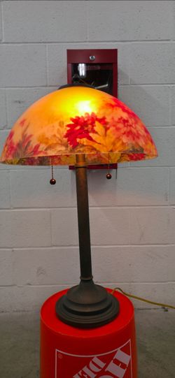 Hand-Painted Floral Glass Dome Table Lamp