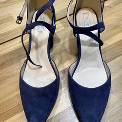 Cole Hahn Navy Suede Wedge Show - Size 9