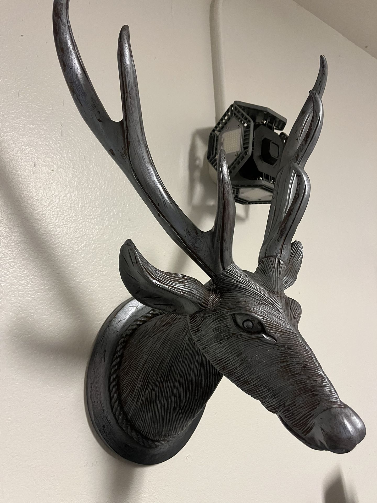 Hand Carved Wood Deer Head
