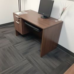 Small Modern Walnut Straight Desk 48"×24"