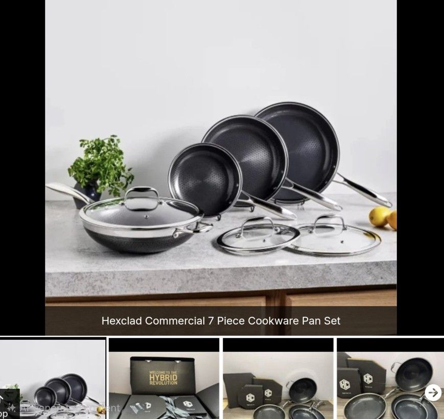 HEXCLAD STAINLESS STEEL COMMERCIAL 7PC PAN SET
