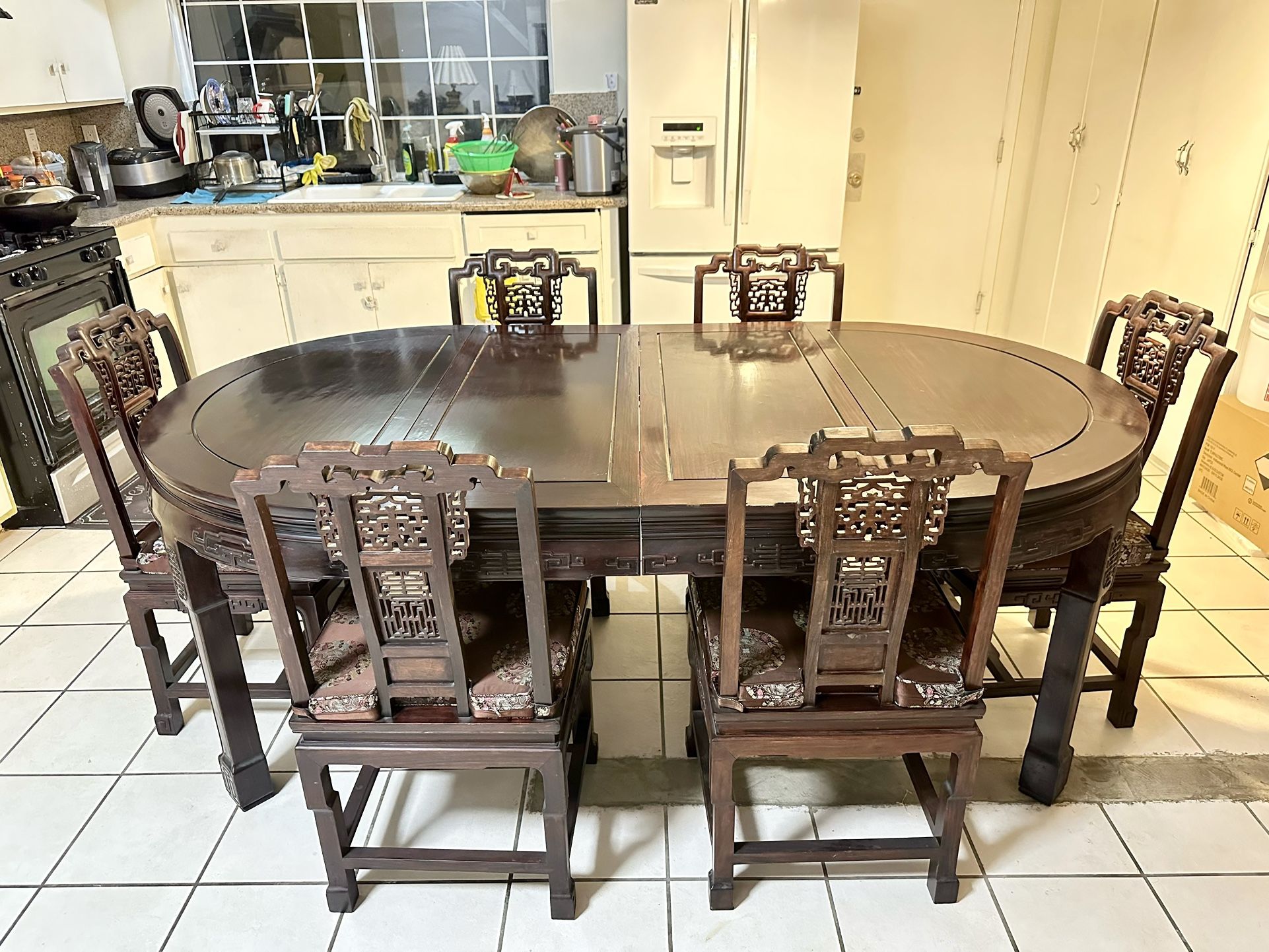 Vintage Rosewood Dining Table Set With Chairs
