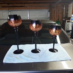 Set of Glass Candle Holders 