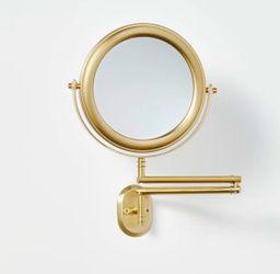 Hearth & Hand with Magnolia Wall-Mounted 3X Magnifying Swivel Mirror Brass New Please check pictures does have some scruff marks on a frame due to