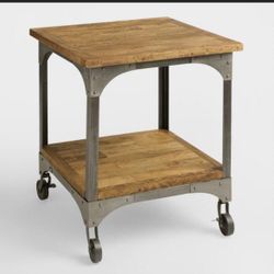 World Market Wood And Metal Aiden End Side Table