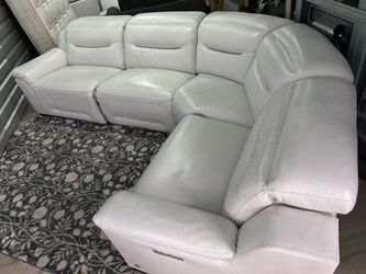 SECTIONAL GENUINE LEATHER RECLINER ELECTRIC ⚡️ WHITE COLOR.. ✅💥🚛DELIVERY SERVICE AVAILABLE ✅🚛💥