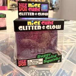 Nee Doh Needoh Nice Cube Glitter Glow Purple Stress Sensory Fidget Toy Squeeze
