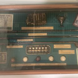 Vtg Golf History Shadow Box Wood Framed Hanging Display Case Bobby Jones Masters