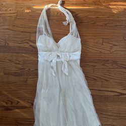 VTG Y2K Speechless Dress White Gold Sheer Coquette Fairycore Fairy Whimsical