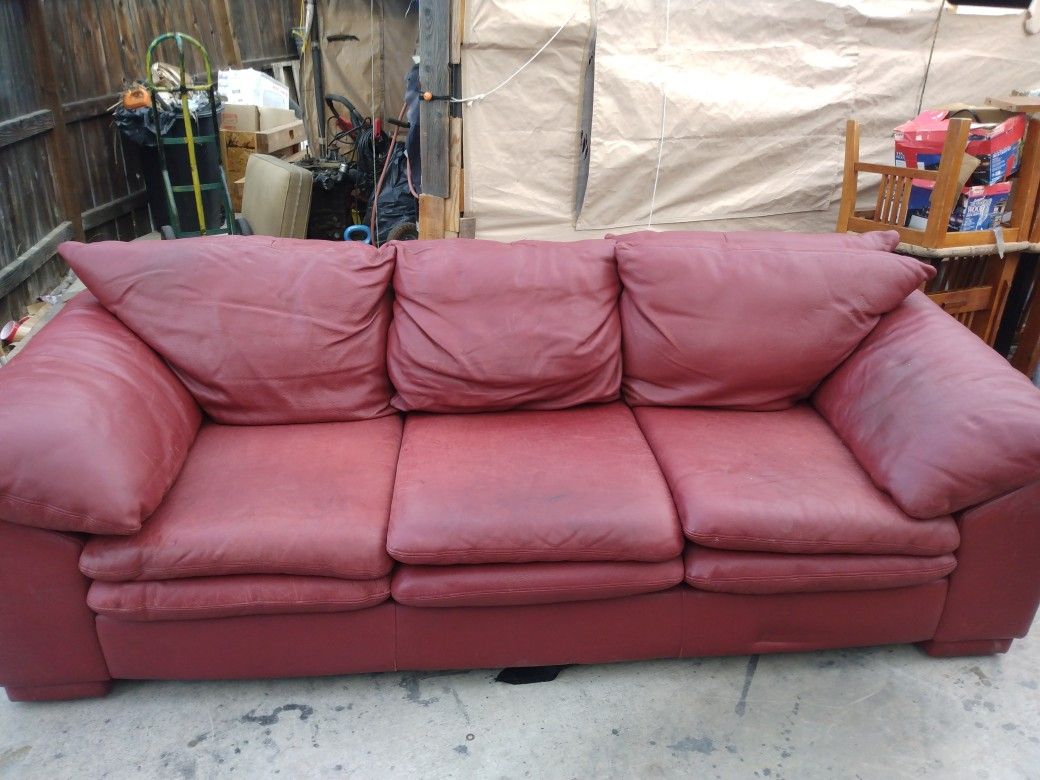 Red leather couch