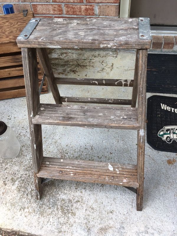 Old wooden step ladder