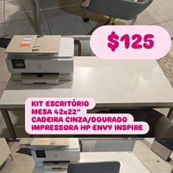 Set Office Table, Chair And Hp Printer 