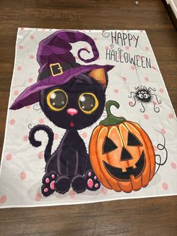 Halloween Black Cat and Pumpkin Shower Curtain