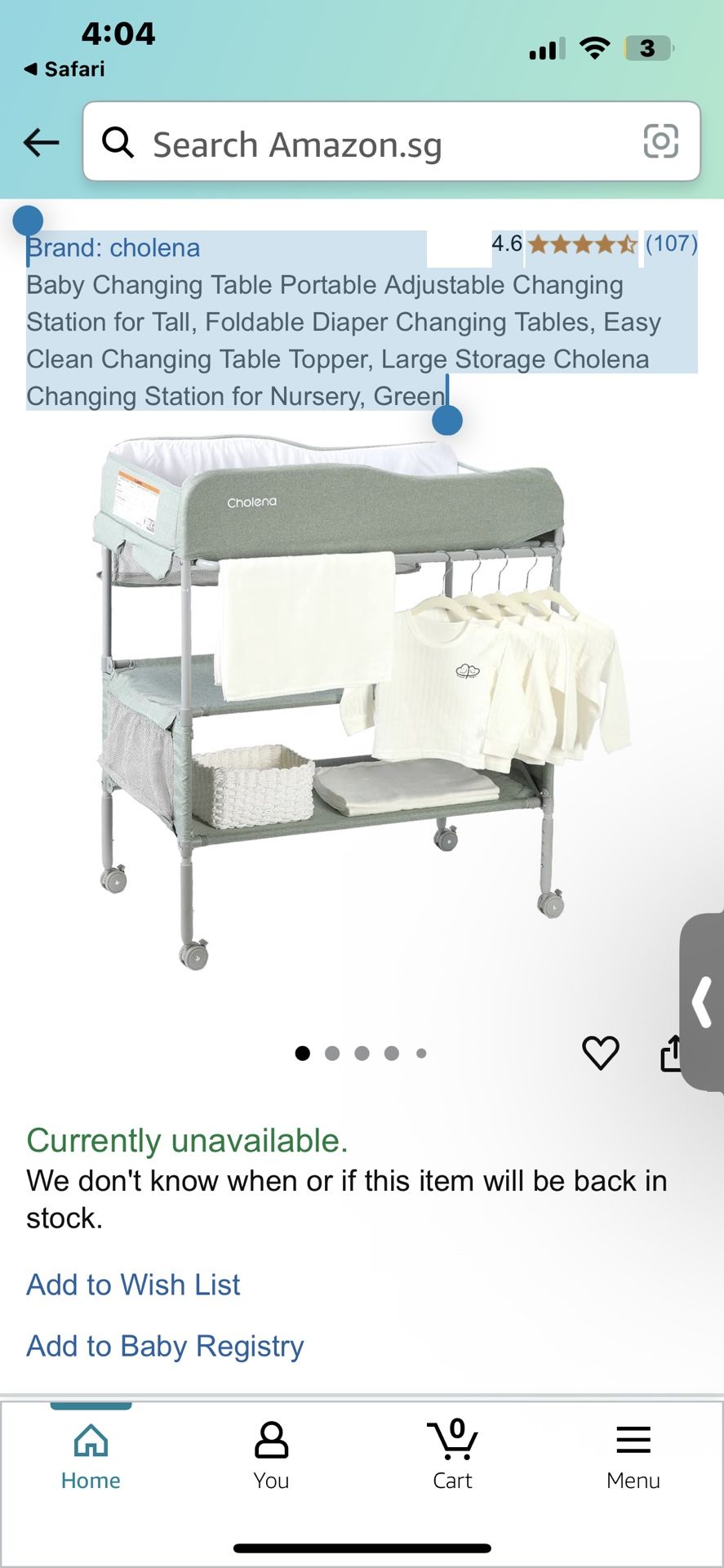 Baby Changing Table Portable Adjustable Changing Station