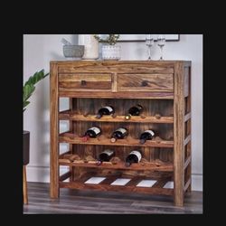 Beautiful Solid Wood Credenza Wine Rack Brand New In Box 👌🏻👌🏻