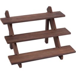 NBEADS 3-Tier Retail Earring Display Riser, Coffee Colour Earring Ring Holder Detachable Wood Retail Jewelry Card Display Stand with Groove for Crafts