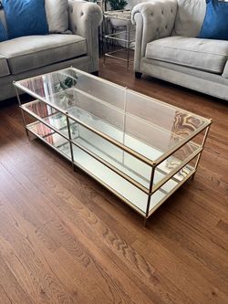 Glass & brass west elm terrace coffee table